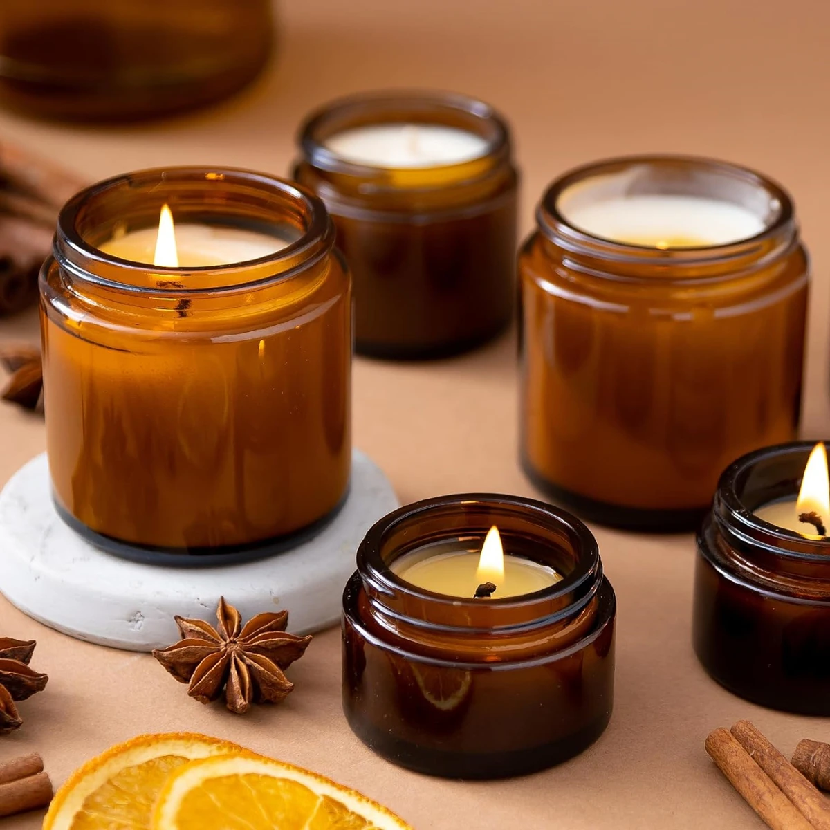 Bocaux en verre pour bougies,  - Amber Jar Candle avis et prix