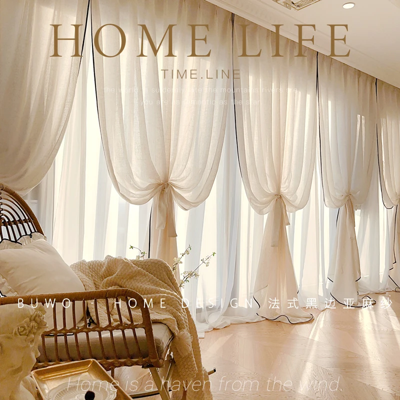 Voilages en gaze de lin à bord - Home Fragrance In French avis et prix